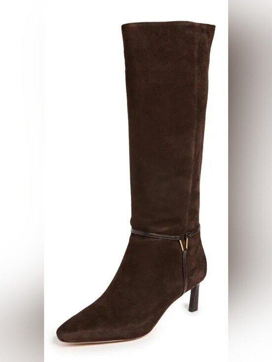 Veronica Beard Shoes - Veronica Beard Kenzie Dark Brown Suede Knee High Heeled Boot